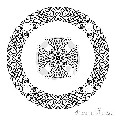 Celtic patterns. Cross and round frame Vector Illustration