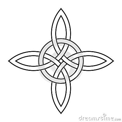 Celtic quad knot with interlaced circle, Celtic form of a cross Vector Illustration