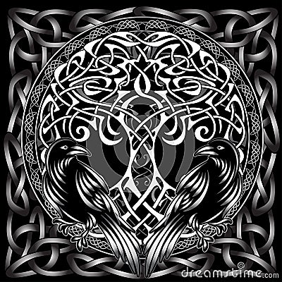 Odin`s Celtic Raven Vector Illustration