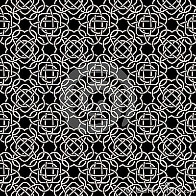 Celtic seamless pattern in Medieval style. White tangle on black Vector Illustration