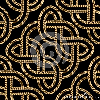 Celtic seamless pattern. Twisted ropes. Tribal ethnic style traditional vector background. Colorful intricate line art textured Vector Illustration