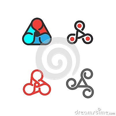 Celtic spiral color symbol logo, hand drawn 3 spiral vector, Believe symbol, Hand sketched card, Spiral symbol Vector Illustration