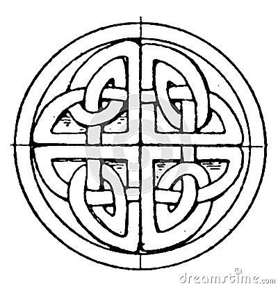 Celtic Stone Cross Circular Panel is found in St. Vigeans, vintage engraving Vector Illustration