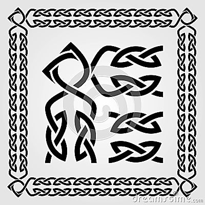 Celtic Style frame, pattern and corner isolated on white background. Vector illustration Vector Illustration