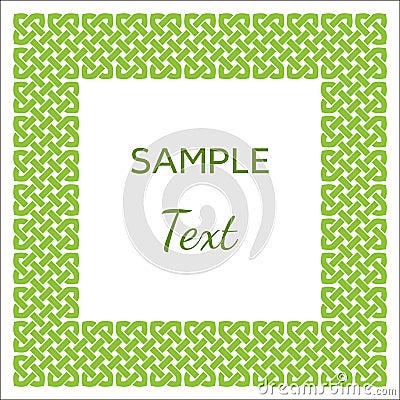 Celtic style knotted frame with room for your text, green on white, vector illustration Vector Illustration