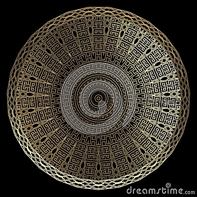 Celtic style ornamental gold 3d vector mandala pattern. Shiny geometric golden grid background. Ornate vintage radial Vector Illustration