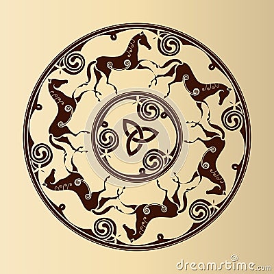 Celtic symbol of horses Vector Illustration