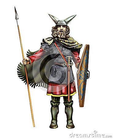 Celtic warrior in helmet Stock Photo