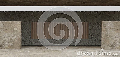 Cement floor wooden wall garage warehouse scene modern showroom background 3D illustration Stock Photo