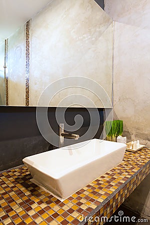 Cement interior style in restroom Stock Photo
