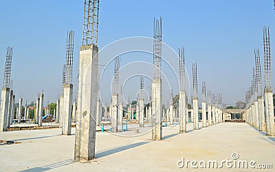 Cement pillar in construct site Stock Photo