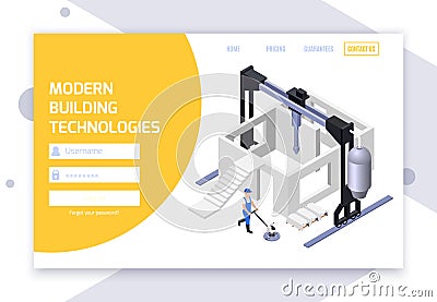 Cement Production Login Page Vector Illustration