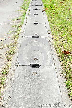 Cement sewer cover Stock Photo