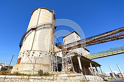 Cement transshipment facility Stock Photo