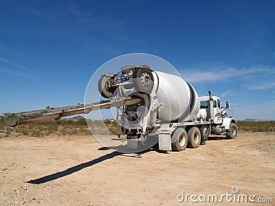 Cement Truck on Excavation Site - Horizontal Stock Photo