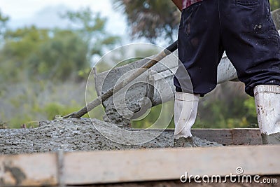 Cement Truck Pour Stock Photo