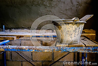 Cement wall plastering equipment Stock Photo