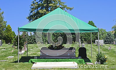 Cemetery Burial Funeral Casket Stock Photo