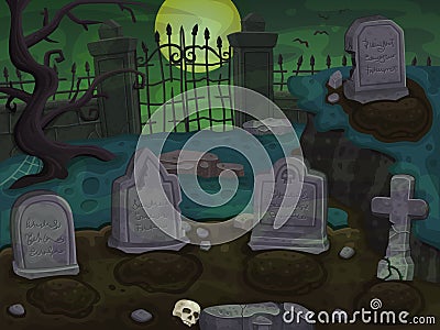 Cemetery cartoon background Vector Illustration