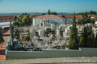 Cemetery with crypts and marble tombs at Guarda Editorial Stock Photo