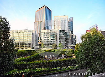 The cemetery in the district of La Defense, Paris. Editorial Stock Photo