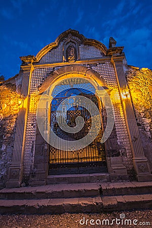 Cemetery door in Magic Town named Real de Catorce MÃ©xico Stock Photo