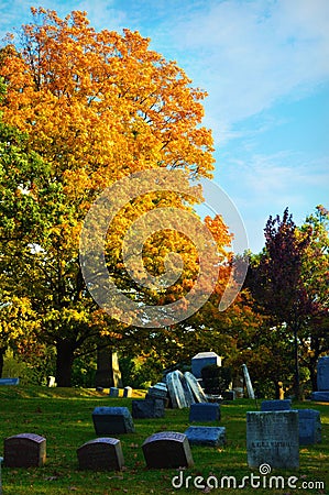 Cemetery in Fall Editorial Stock Photo