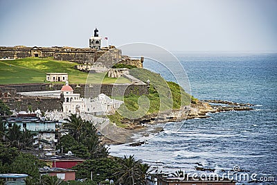 Coastal view of Old San Juan, Puerto Rico Editorial Stock Photo