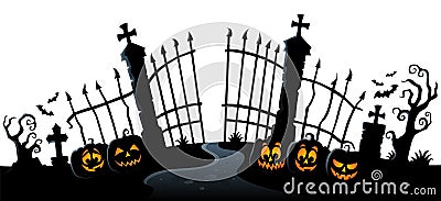 Cemetery gate silhouette theme 3 Vector Illustration