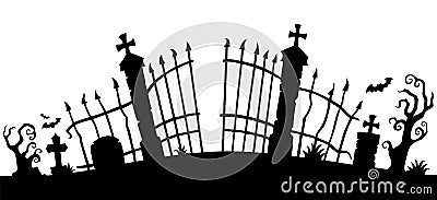 Cemetery gate silhouette theme 1 Vector Illustration
