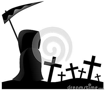 isolated Cemetery with cartoon death Stock Photo