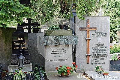 Cemetery at Mediaeval Fortified Castle Vysehrad Prague Czech Republic Stock Photo