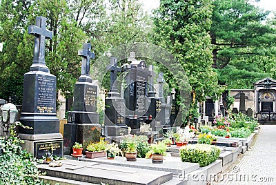 Cemetery at Mediaeval Fortified Castle Vysehrad Prague Czech Republic Stock Photo