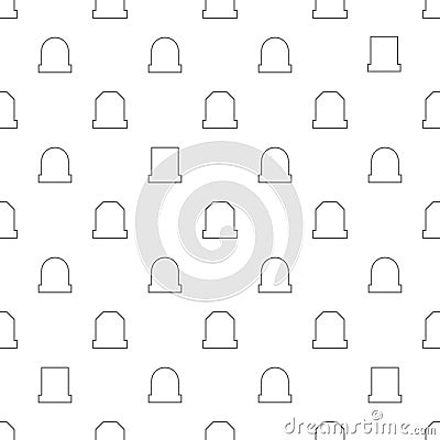 Cemetery seamless pattern with thin line gravestones. Vector Illustration