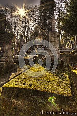 Cemetery tombstone Stock Photo