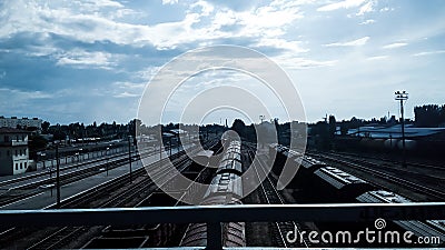 Cemetery of trains on the tracks Editorial Stock Photo