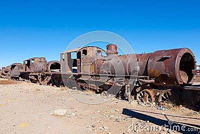 Cemetery trains Uyuni, Bolivia Stock Photo