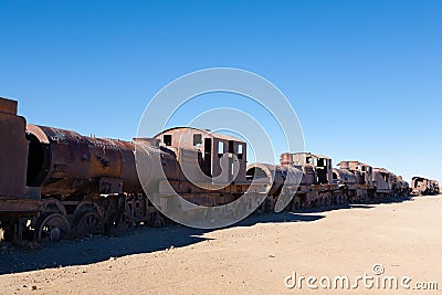 Cemetery trains Uyuni, Bolivia Stock Photo