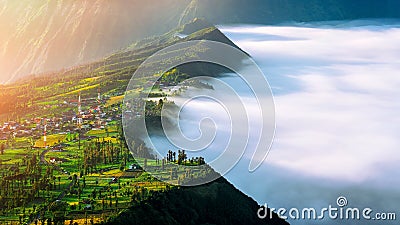 Cemoro lawang village at mount in Bromo tengger semeru national park, East Java. Stock Photo