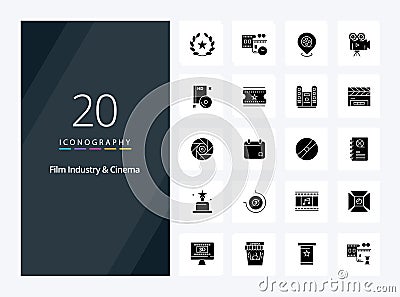 20 Cenima Solid Glyph icon for presentation Vector Illustration