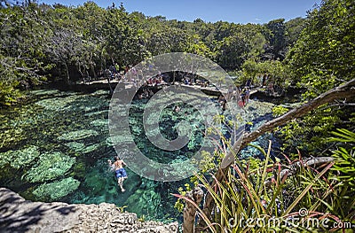 Cenote Azul in Mexico 5 Editorial Stock Photo