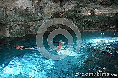 Cenote Dos Ojos in Yucatan peninsula, Mexico. Editorial Stock Photo