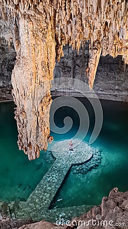 Cenote mexico blue water cave tulum playa del Carmen beautiful destination Stock Photo