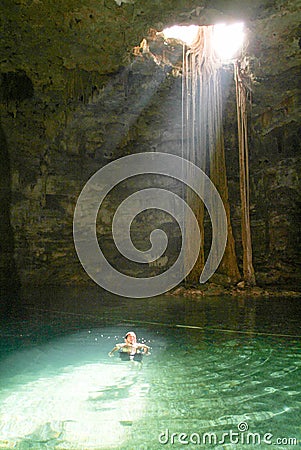 Cenote Samula is 7 km from center of town Valladolid Editorial Stock Photo