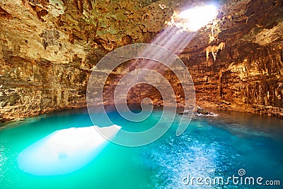 Cenote Samula sinkhole in Valladolid Mexico Stock Photo