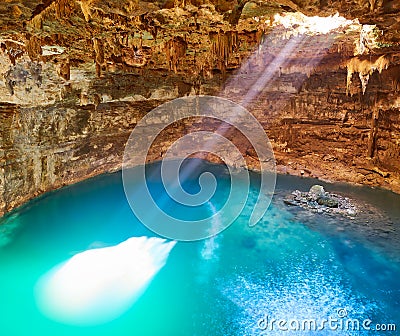 Cenote Samula sinkhole in Valladolid Mexico Stock Photo