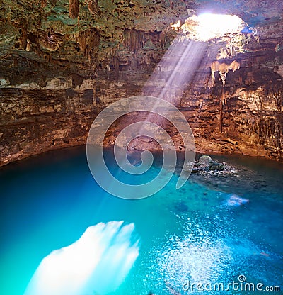 Cenote Samula sinkhole in Valladolid Mexico Stock Photo
