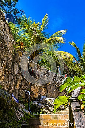 Cenote Tankach Ha sinkhole limestone rocks turquoise water Coba Mexico Editorial Stock Photo