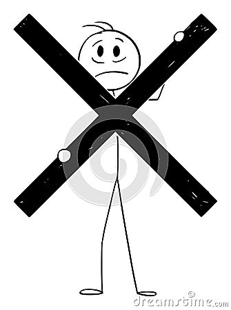 Censored Person, Concept of Censorship or No Freedom of Talk, Vector Cartoon Stick Figure Illustration Vector Illustration