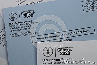 Census 2020 form. The census is the procedure of systematically acquiring and recording information about the population. Editorial Stock Photo